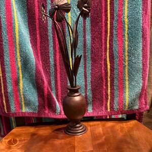 Elegant Brown Metal Flower Vase